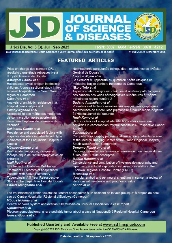 The cover page of the third parution of the Journal of Science and Diseases in 2025